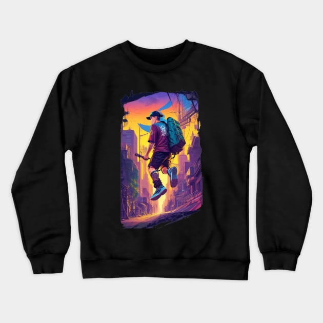 Cityscape Chronicles - Capturing the Thrill of Urban Exploration Crewneck Sweatshirt by Moulezitouna